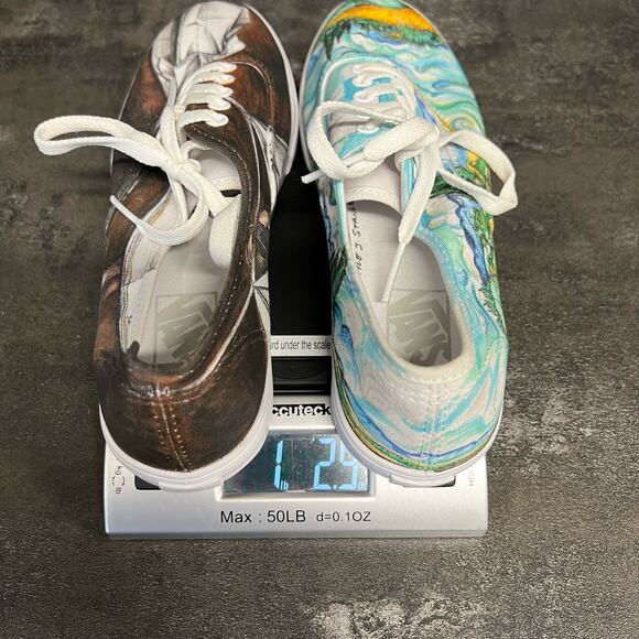 Vans Mens 6.5 Womens 8 Shoes Sneakers Blue Black Art Scenes Customized Skater - Picture 14 of 14